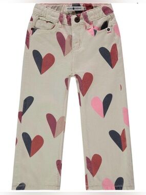 NWT Girls’ Stains & Stories Heart Print Denim Pants - Sz. 104 (4)